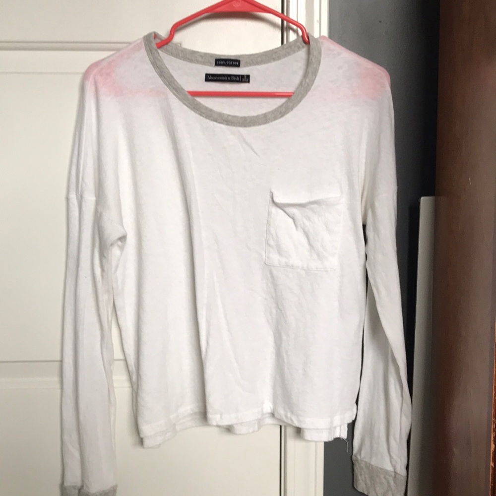 Abercrombie & Fitch long sleeve white t-shirt